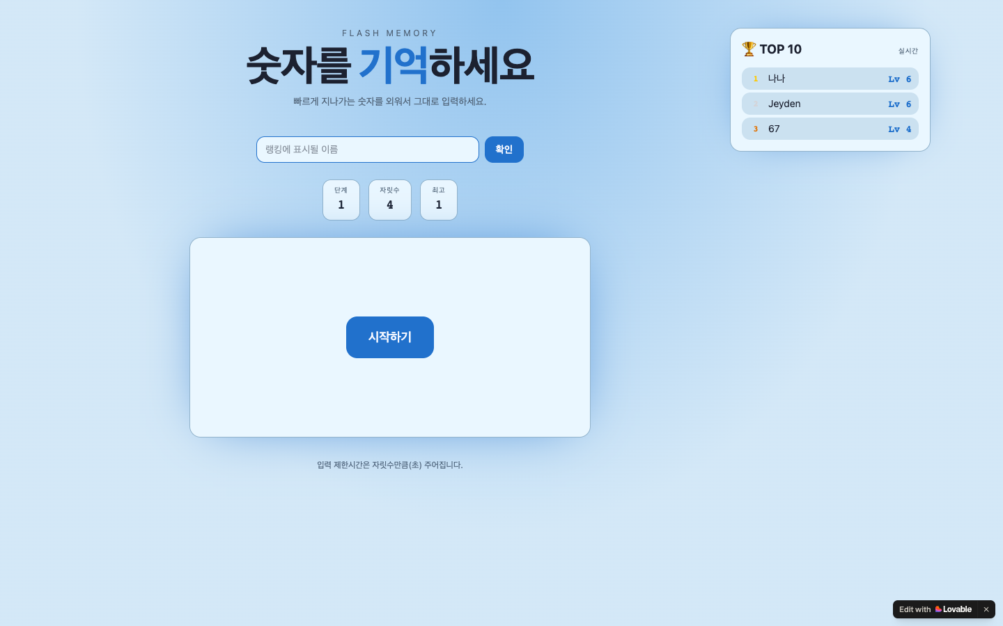 Flash Memory project screen